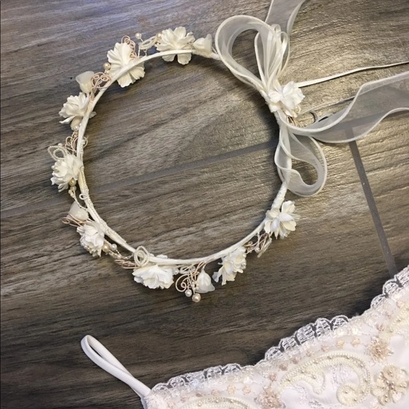 Flower girl dress and headpiece - Picture 3 of 4